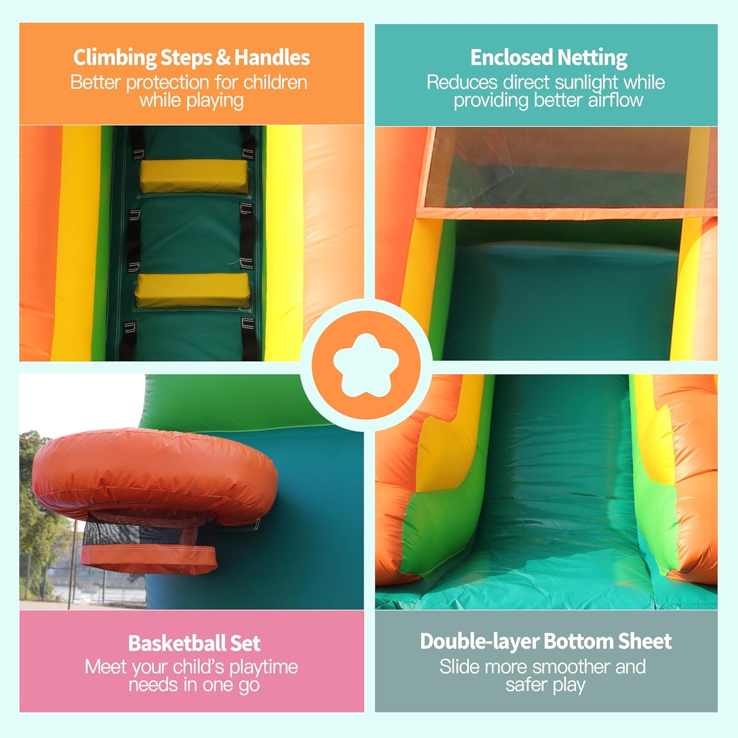 Esheno Adult Inflatable Water Slide with Double Slides 26.2 ft Large Swimming Pool Center PVC Commercial Grade 950W Blower Wet Dry Use