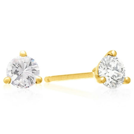 1 Carat Diamond Martini Stud Earrings In 14 Karat Yellow Gold
