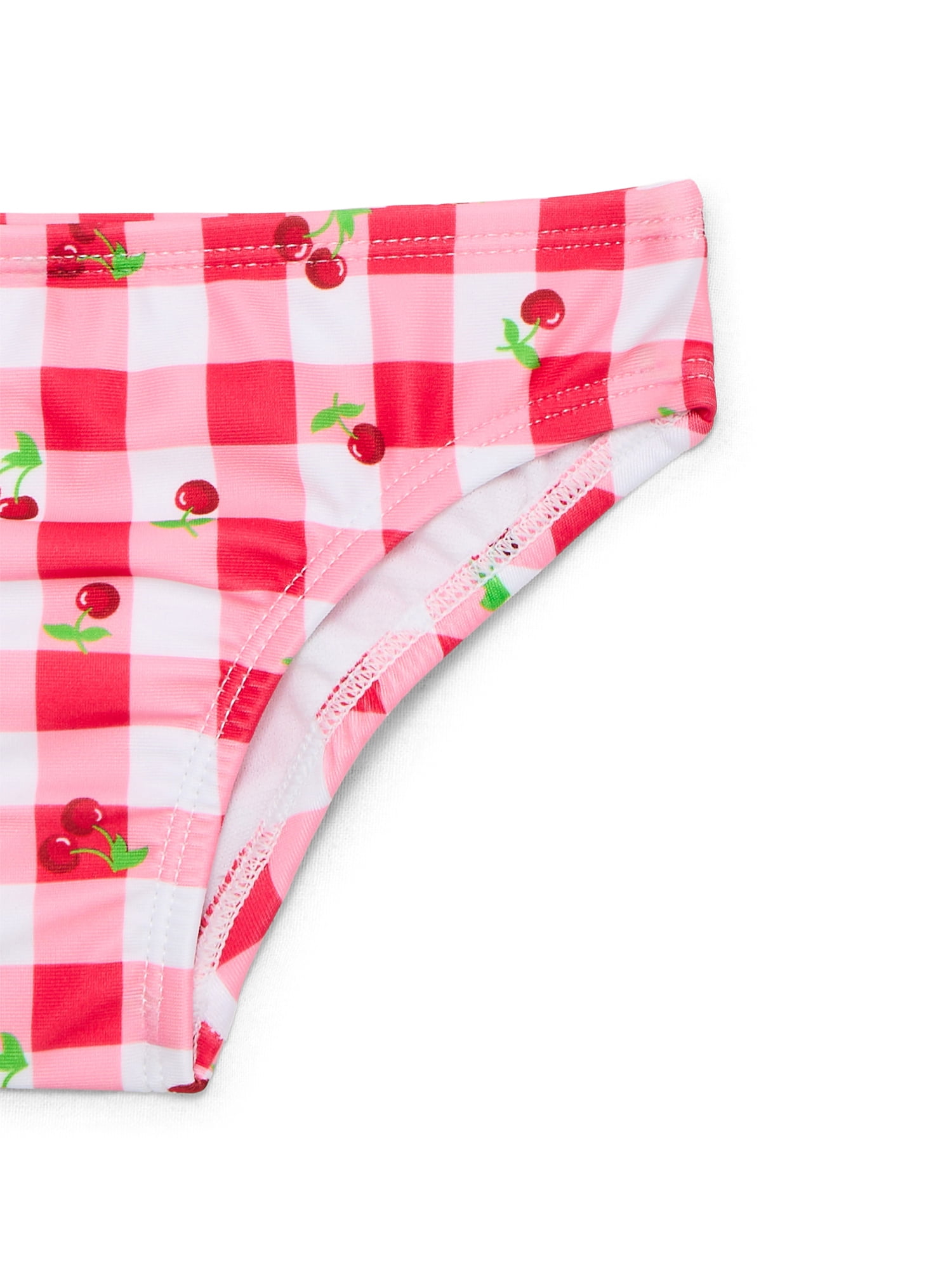 Wonder Nation Baby and Toddler Girl Ruffle Swim Cherry Plaid Tankini, 2-Piece, Sizes 12M-5T