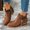 Brown, variant on Shrysg Women's Ankle Boots Casual Low Block Heel Zip Short Booties Comfortable Flock Short Boots with Side Zipper for Outdoor and Daily Wear Brown