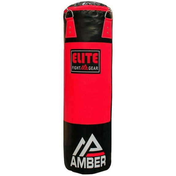 Amber Elite Boxing Filled Heavy Bag Kickboxing MMA Muay Thai Fitness Workout Training Red/Black, 100 lb