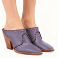 thumbnail image 4 of XYD Women Pointed Close Toe Slip-on Clog Mules Braided Trim Chunky Block Heel Slide Casual Dressy Shoes Size 9 Purple, 4 of 4