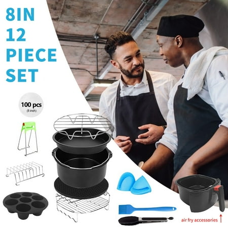 

lulshou 12PCS Air Fryer Accessories Kit Deep Hot Air Fryer with 8 Inch Cake Barrel