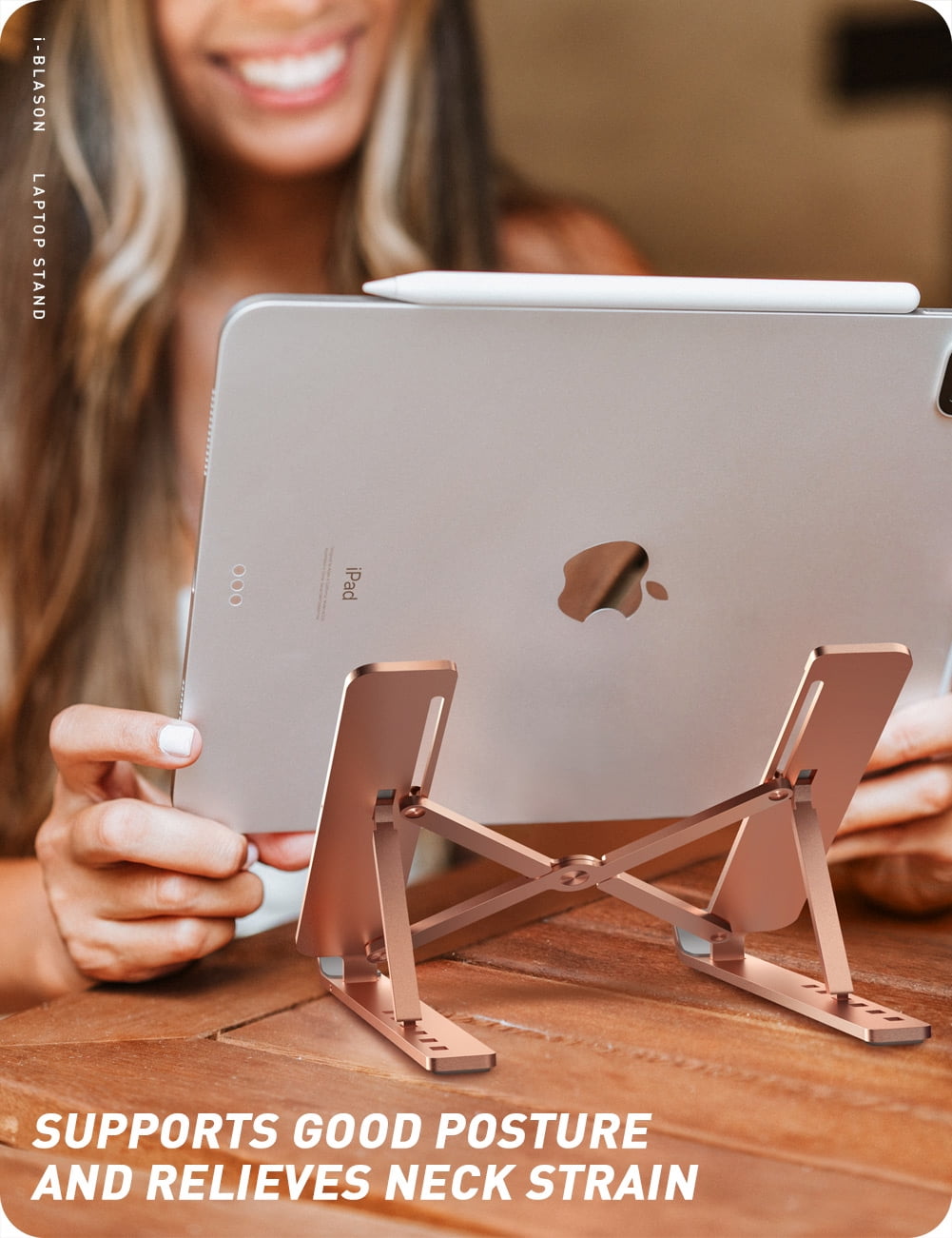 i-Blason Cosmo Series Adjustable Laptop Stand, Portable Computer Stand Aluminum Alloy Laptop Riser Holder with Multi-Angle Stand Suitable for 7-17.3" Laptops and Tablets - One Pack (Marble)