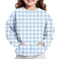 thumbnail image 3 of FAIOROI Gingham Toddler Sweatshirt 4T Blue - Soft Stretchy Pullover with Kangaroo Pocket, Wrinkle-Resistant for Play & School, 3 of 6