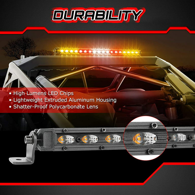 Lupar 25 LED Chase Light Bar w/ 1.65''-2'' Roll Cage Bracket, Heavy-Duty  Offroad Rear Strobe Lightbar w/Brake/Turn Signal/Running Lights for UTV