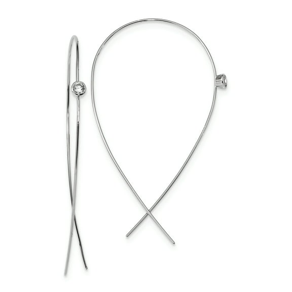 Primal Silver Sterling Silver Rhodium-plated Cubic Zirconia Threader Earrings