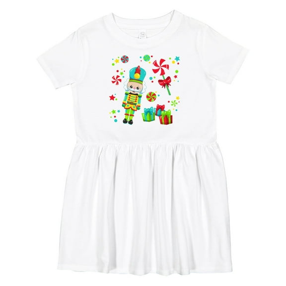 Inktastic Holiday Nutcracker and Candy for Christmas Girls Toddler Dress