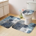 thumbnail image 2 of Navy Blue Grey Bath Mat 3 Piece Bathroom Rug Set, Modern Oil Painted Abstract Art Aesthetics Non Slip Bath Rug Contour Mat and Toilet Lid Cover, Absorbent Shower Mats Soft Bath Rugs and Mats Sets, 2 of 8