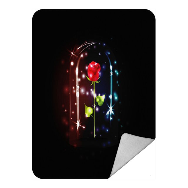 ABPHQTO Fairy Red Rose Sparkle Under Glass Dome Manta de forro polar negra Manta de forro polar 145x200 cm