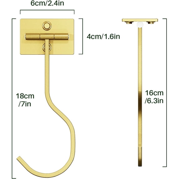 UYGDUY-Under Cabinet Banana Hook Adhesive: Foldable Banana Hanger, Metal Banana Holder for Kitchen & RV, Space-Saving Design, Folding with Magnets When Not in Use, Keep Bananas Fresh - Gold