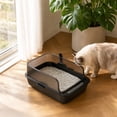 thumbnail image 4 of Cat Litter Box Semi Open High Wall Large Space Kitty Litter Pan with Scoop Spill Guard Open Top Cat Toilet Plastic Black Litter Tray, 4 of 7