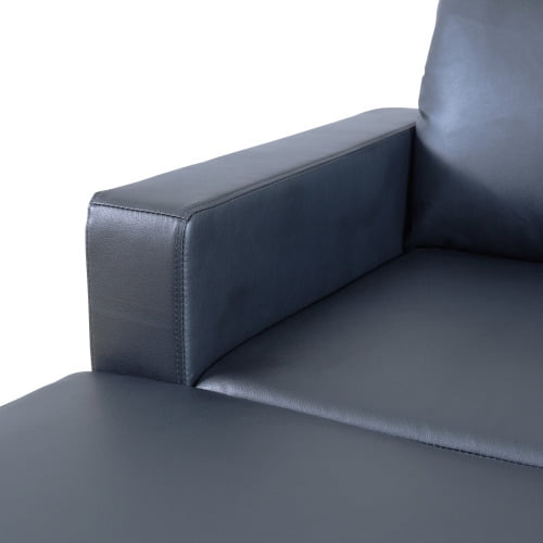 101.5" Faux Leather 2-Piece L-Shaped Sectional Sofa with Left Chaise & Ottoman, 4-Seater Modular Couch with High-Density Foam Cushions for Living Room Apartment, Black