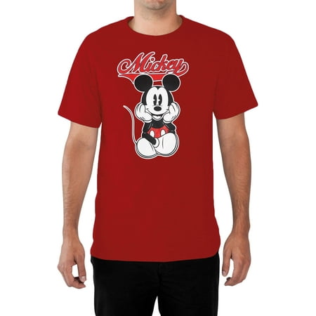 - Men's Big & Tall Mickey Mouse Varsity T-Shirt - Red
