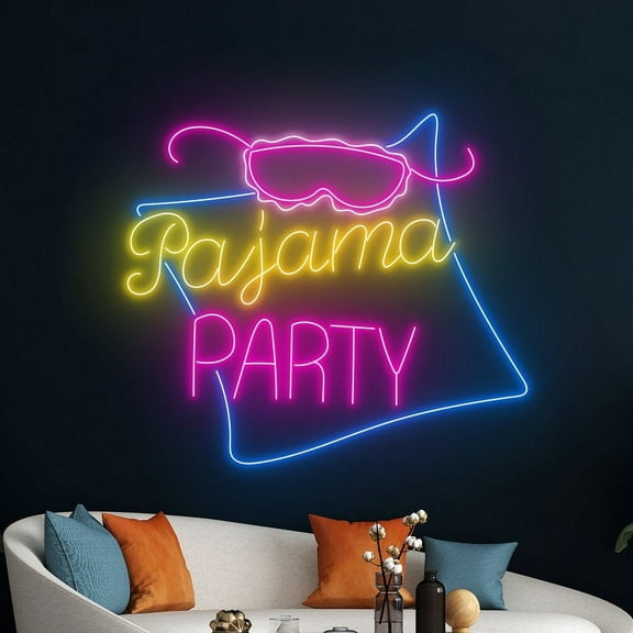 Handmadetneonsign Pajama Party Neon Sign, Pajama Party LED Light, Girl's Night Out Neon Light