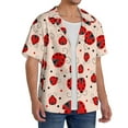 thumbnail image 4 of KLL Red Ladybug Print Men's Shirt Short Sleeve Button Down Summer Cuba Beach Shirts- 4X-Large, 4 of 7