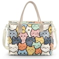 thumbnail image 2 of ZUXONGSY Cartoon Cat Print PVC Tote Bag for Women, Waterproof Clear Shoulder Bag with Zipper, Large Shopper Handbag for Daily Commute and Beach Trips, 2 of 7