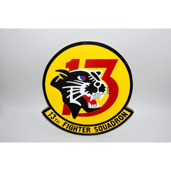 13th Fighter Squadron Panthers Plaque,14, Mahogany