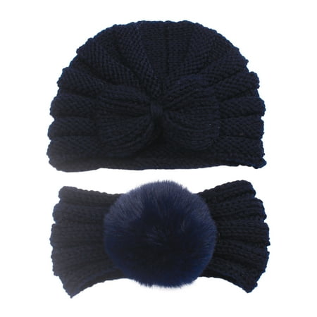 

koaiezne Toddler Baby Boys Girls Knitted Cap Beaniess Knotted Elastics Turban Hat Headband Headwear Set 12 Month Mittens Girl Baby Boy 18 Months