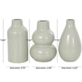 thumbnail image 3 of DecMode 5"W, 8"H Minimalistic Rounded Green Ceramic Vase with Varying Shapes, Set of 3, 3 of 12