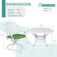 thumbnail image 5 of MEETWARM 3-Piece Outdoor Patio Dining Set, All-Weather Cast Aluminum Patio Conversation Set for Backyard Garden with 2 Cushions Swivel Rocker Chairs and 35.4" Round Table, 2.2" Umbrella Hole, White, 5 of 7