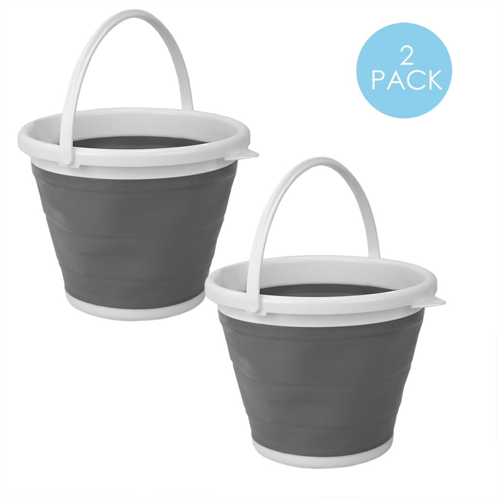 10 LT Collapsible Plastic Bucket, Grey
