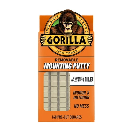 Gorilla Mounting Putty, Natural Tan Color, 168 Pre-Cut Squares