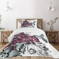 thumbnail image 3 of Hummingbird Bedspread, Orchid Flowers Bouquet and a Hummingbird Nature Wildlife Design Print, Decorative Quilted 2 Piece Coverlet Set with Pillow Sham, Twin Size, Magenta Green, by Ambesonne, 3 of 6