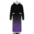 thumbnail image 3 of MOJOGO Men's Pullover Bathrobe Fleece Gradient Hooded Sleepwear Long Sleeve Pullover Night Robe with Pocket Purple 2XL, 3 of 4