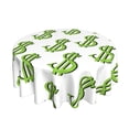 thumbnail image 2 of XMXT Waterproof Round Table Cloth, Cartoon Green Dollar Sign Tablecloth Polyester Table Cover for Home Kitchen Dining Party Room Decor, 60 inches, 2 of 8