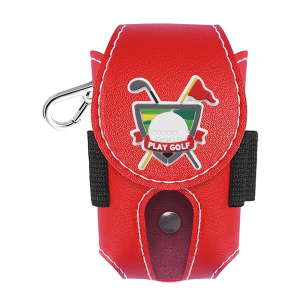 Riñonera de piel sintética para pelotas de golf, multiusos, portátil, ideal como regalo para golfistas. Rojo