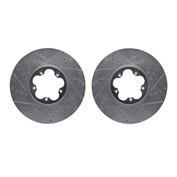 Dynamic Friction Company Front Brake Rotors-Drilled and Slotted-Silver 7002-54179
