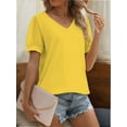 thumbnail image 3 of Womens Summer Tops Short Sleeve V Neck T Shirts Swiss Dot Puff Sleeve Tops Loose Casual Tshirts, 3 of 5