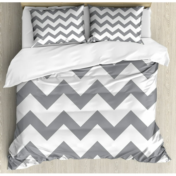 Grey Duvet Cover Set Grey And White Chevron Pattern Classic