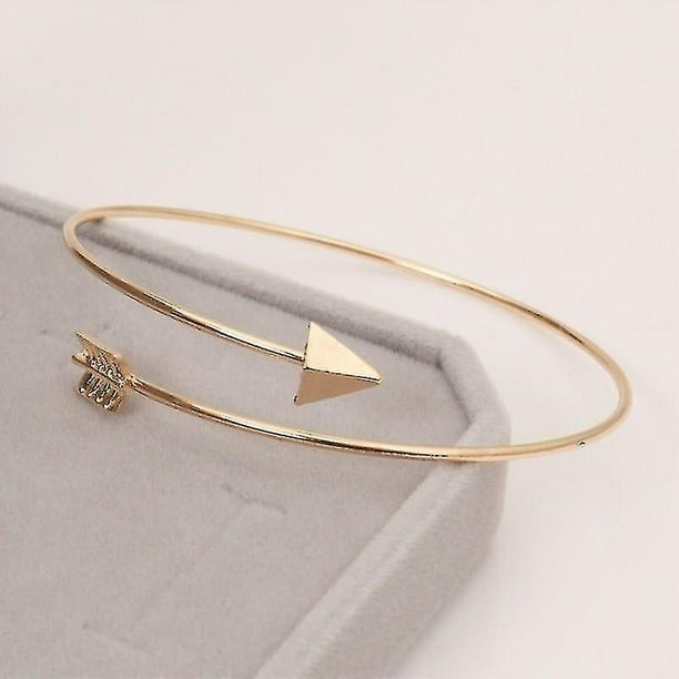 Pulseras HUOGUO Punk con forma de flecha ajustable, abierta, LA152, dorada