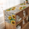 thumbnail image 6 of Table Runners 108 Inches Long Dress Scarves, Sunflower Farmhouse Coffee/Dining/Kitchen Table Runner for Living Room, Yellow Flowers Summer Botanical Wooden 13x108 Inch, 6 of 9
