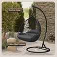 thumbnail image 4 of LeisureMod Hanging Swing Chair Two-Person Seater Egg Chair Black Frame in Teardrop Design with Armrest Removable Zippered Washable Polyester Cushion Cover for Indoor and Patio Recluse Collection, 4 of 11