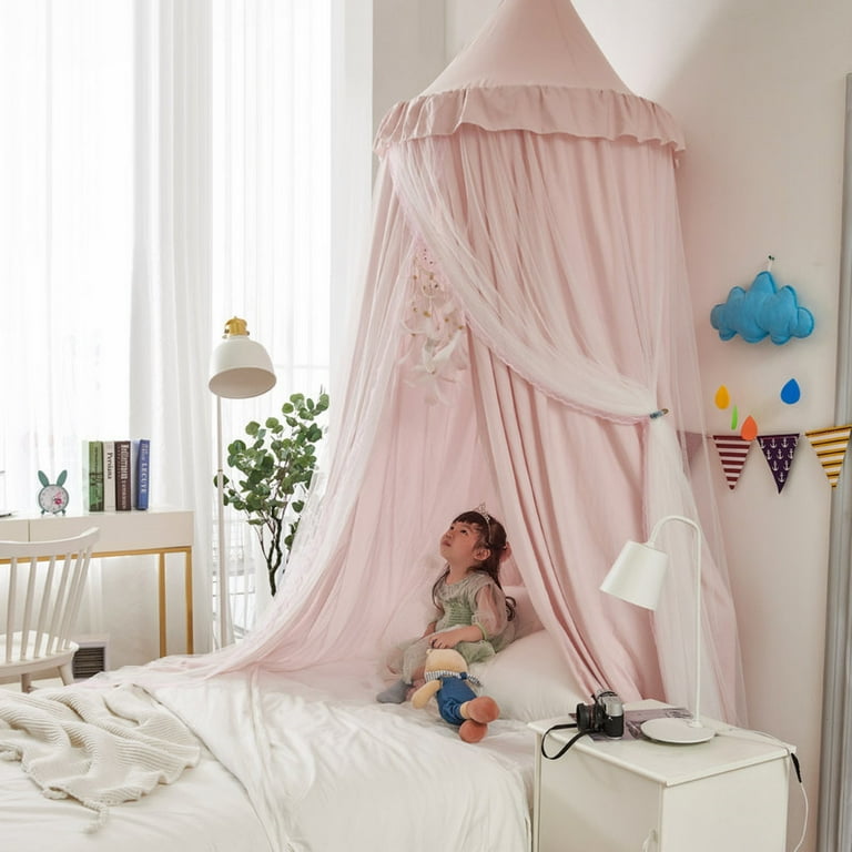 HEGUYEY Sl.gt Children s Room Mosquito Net Bed Canopy Hanging Dome Canopy Bed Bedside Cotton Princess Decoration Bed Curtain Pink