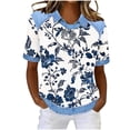thumbnail image 2 of Jacenvly Hauts pour Femmes Liquidation Mode Décontractée Col Rabattu Couleur Unie Manches Courtes T-Shirt Blouse Ample Printemps et Été Hauts pour Femmes Liquidation, 2 of 5