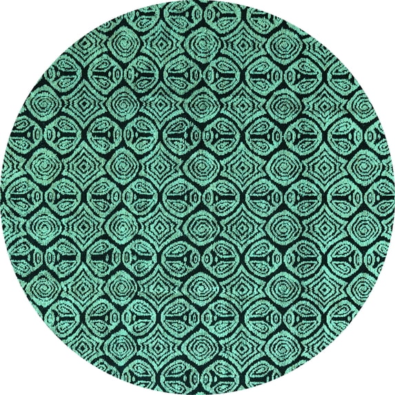 Ahgly Company Indoor Round Abstract Turquoise Blue Modern Area Rugs, 6' Round