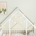 thumbnail image 5 of Twin Size Wooden House Shaped Floor Bed with Fence Guardrails, Low Profile Floor Bed Frame, Sturdy Pine Wood Play House Bed, Easy Assembly, White, 5 of 7
