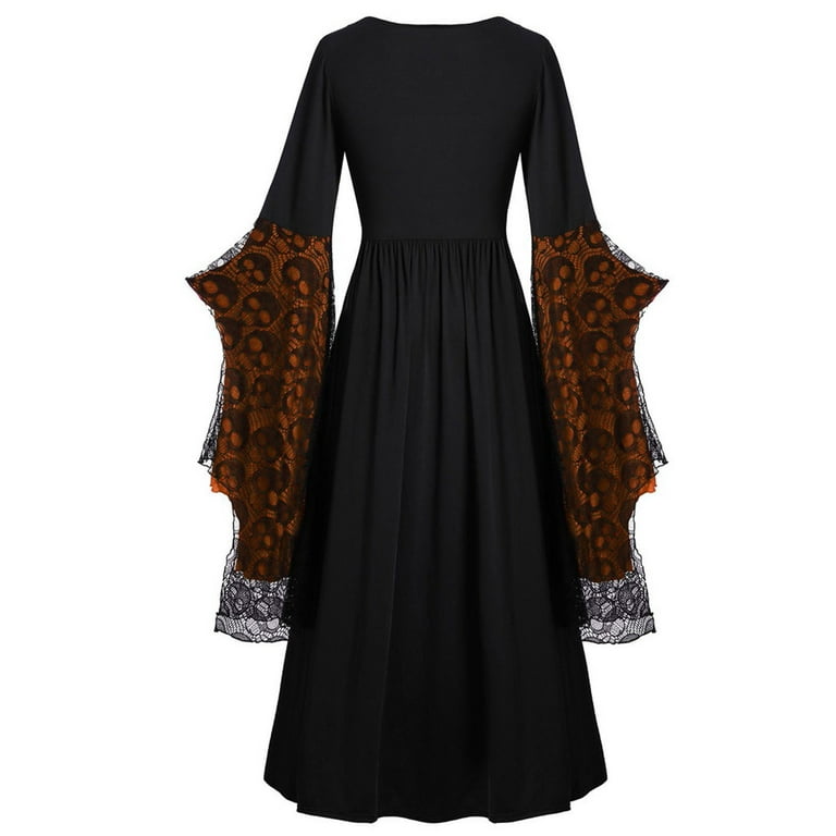 Women's Witch Corset Dress Plus Size Maxi Gown with Dramatic Sleeves for  Halloween Orange L - Walmart.com