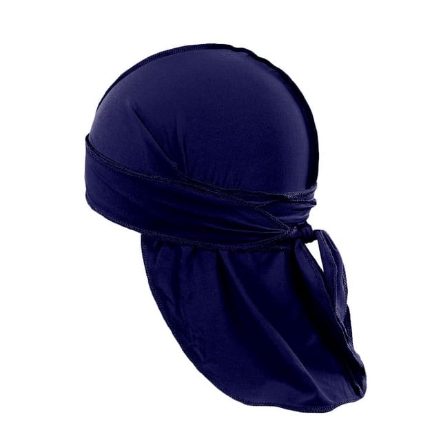 Lot de 12 Durags Bandeaux Foulards Bandana Doo Chiffon Longue Queue (Bleu Marine)