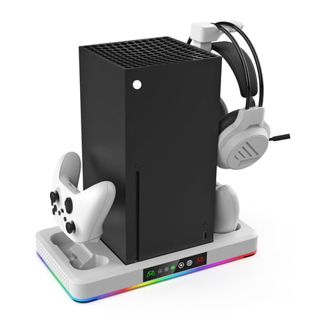 Cooling Stand For Xbox Series X/S With Controller Charging Dock And Headset Holder - Console Cooler Station System For Xbox Series Accessories-White