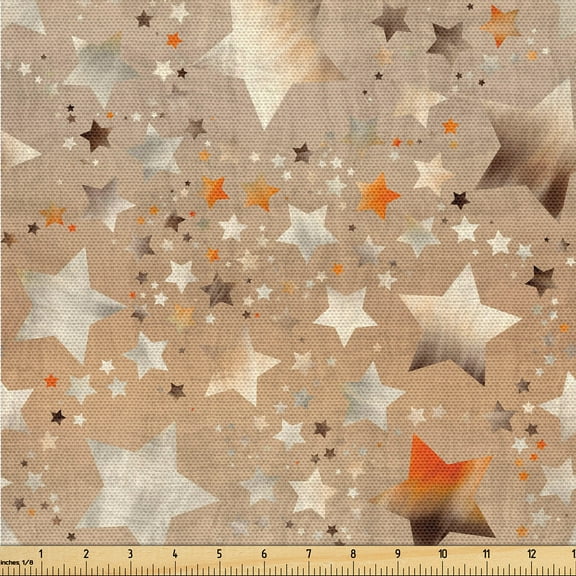 Ambesonne Celestial Fabric by the Yard Upholstery, Abstract Astronomy Dream, 1 Yard, Pale Mustard Vermilion