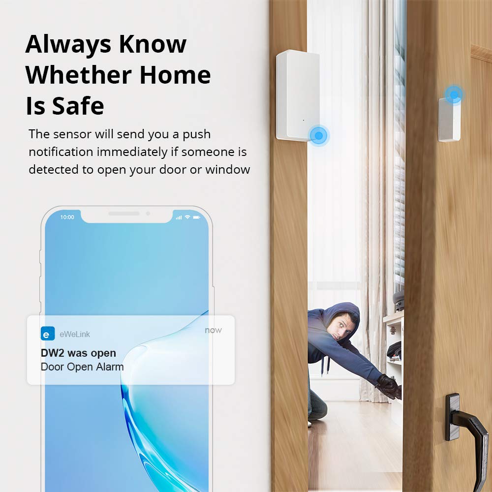 SONOFF DW2 Wi-Fi Wireless Door Window Sensor,APP Alert for Home Automation Wireless Alarm Security System, Compatible with Alexa Google Home IFTTT, No Gateway Required - image 3 of 9