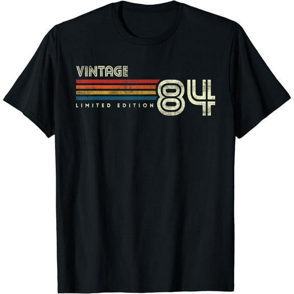 Vintage 1984 Chest Stripe Birthday T-Shirt