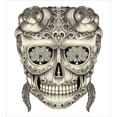thumbnail image 3 of Day of the Dead Duvet Cover Set, Spanish Sugar Skull with Roses Dragonfly Eyes Feather and Earrings Art, Decorative 3 Piece Bedding Set with 2 Pillow Shams, Queen Size, Grey Ivory, by Ambesonne, 3 of 3