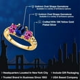 thumbnail image 2 of Gem Stone King 18K Yellow Gold Plated Silver Blue Created Sapphire and Pink Created Sapphire Filigree Style 3 Stone Ring for Women (2.60 Cttw, Oval 8X6MM and 6X4MM) (Size 6), 2 of 6
