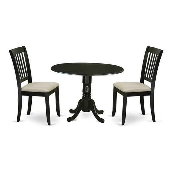 Atlin Designs Wood Dining Set with Fabric Seat in Black